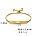 Adjustable Customize Jewelry Gold Plated Engravable Stainless Steel Blank Bar Bracelet